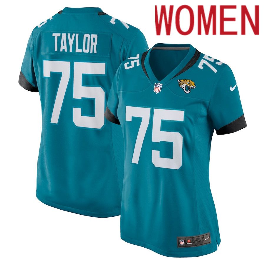 Women Jacksonville Jaguars #75 Jawaan Taylor Nike Green Nike Game NFL Jersey->women nfl jersey->Women Jersey